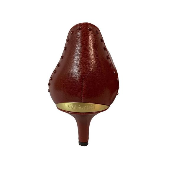 Calvin Klein Womens size 7 Oxblood Brown Leather 2" kitten heel Pointed toe shoe - Picture 5 of 14